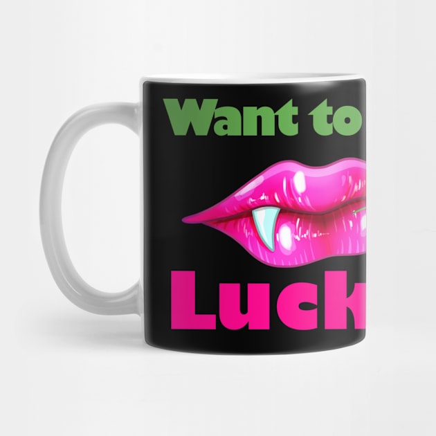 Want to Get Lucky Vampire Clover St Patrick's Day by Wanderer Bat